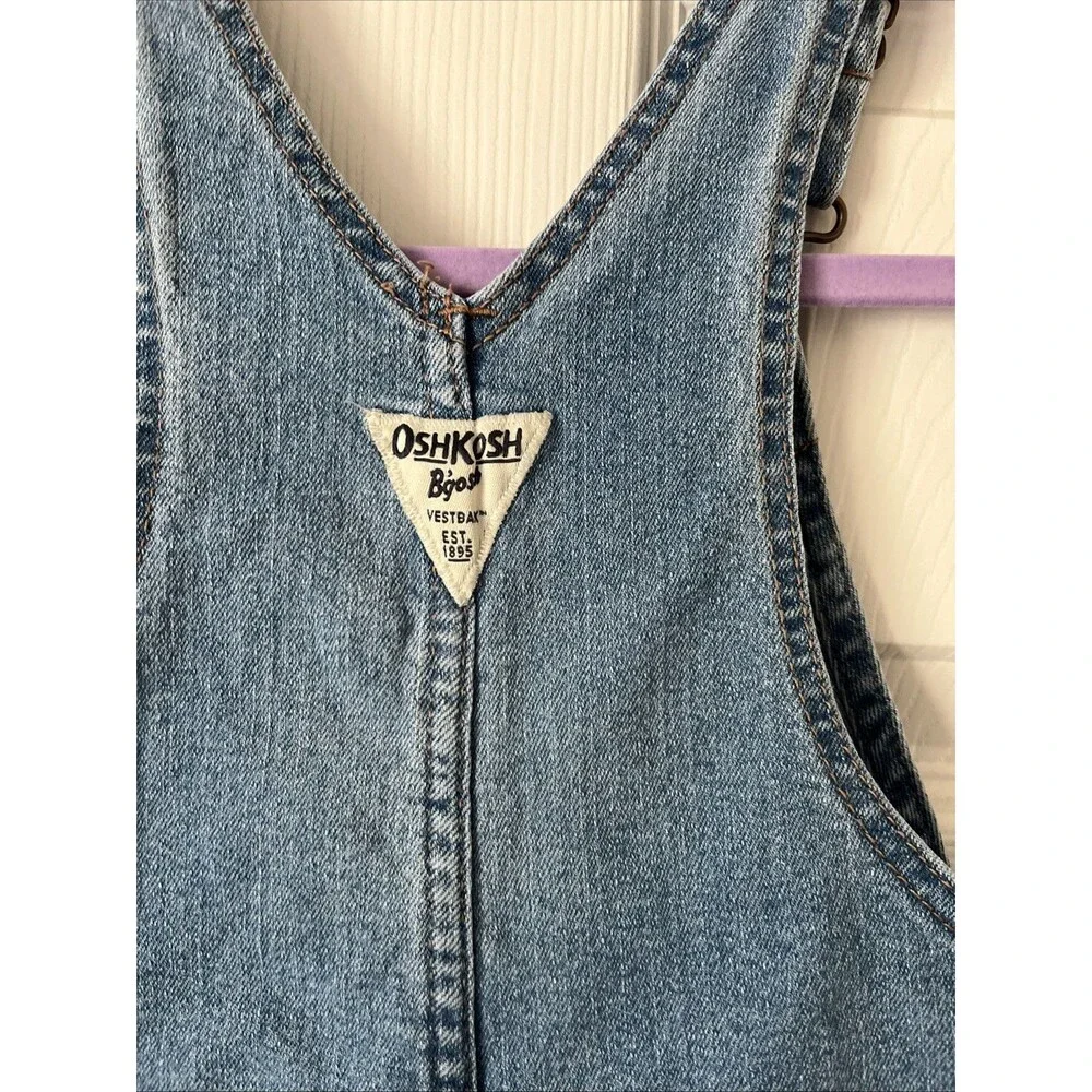 Oshkosh B'Gosh Toddler Vestbak Size 2T  Blue Jean Overalls Ruffle On Pockets